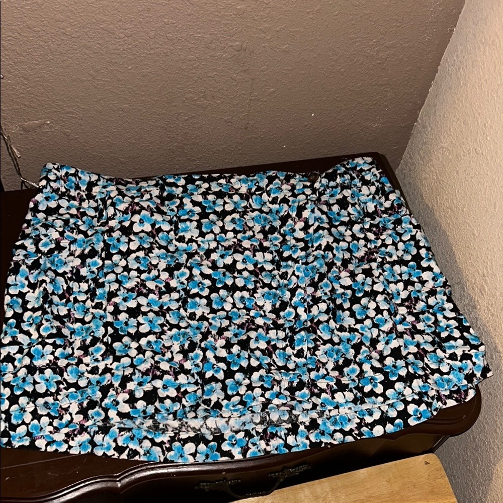 Floral Skirt with Blue and White Flowers